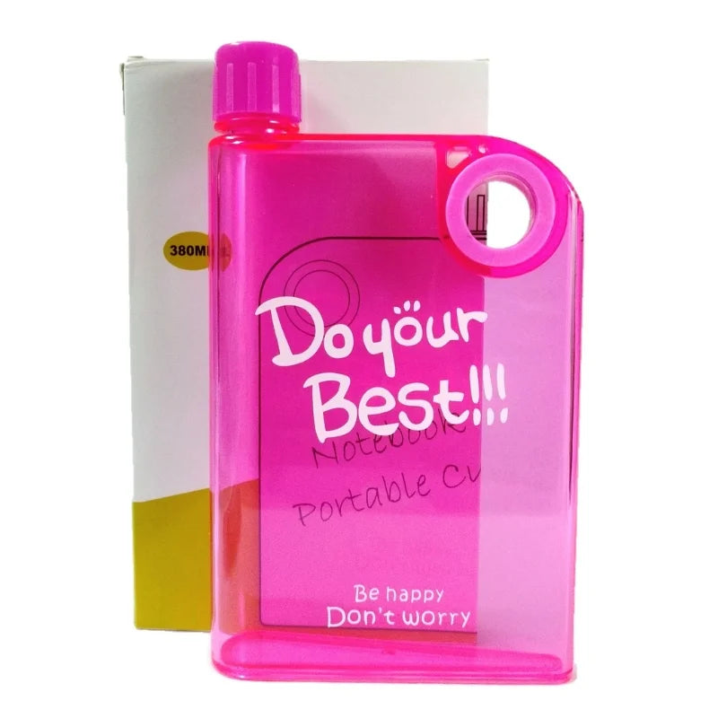 Ultra Slim Notebook Style Water Bottle 380ml | Portable Memo Bottle for Travel, School & Office
