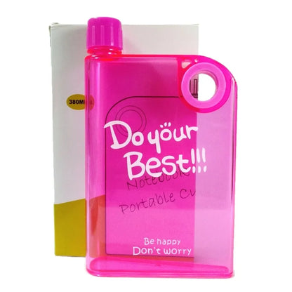 Ultra Slim Notebook Style Water Bottle 380ml | Portable Memo Bottle for Travel, School & Office