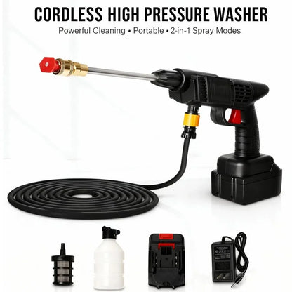 Cordless High-Pressure Car Wash Spray Gun with Foam Bottle | Portable Rechargeable Washer