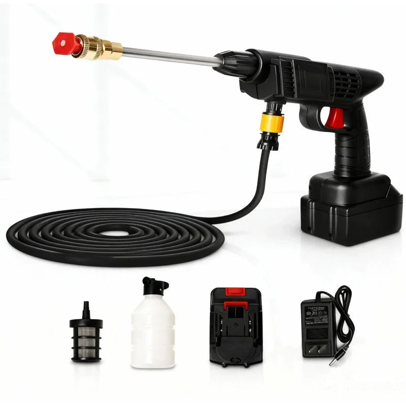 Cordless High-Pressure Car Wash Spray Gun with Foam Bottle | Portable Rechargeable Washer