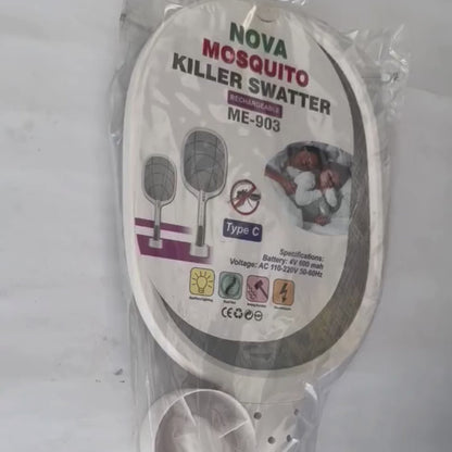 Nova USB Rechargeable Mosquito Racket | ME-903 Model | | Electric Insect Killer Swatter |  For Indoor & Outdoor Use