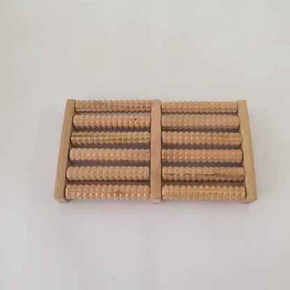 Wooden Foot Roller Massager |  Manual Reflexology Therapy Tool for Pain Relief, Stress Relaxation & Foot Care