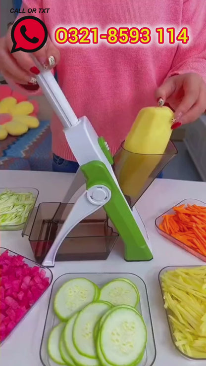 Brava Spring Vegetable Slicer Chopper | Manual Mandoline Cutter Grinder | Multi-Function Fruit & Vegetable Slicer