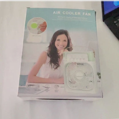 10-Inch Large Portable Air Conditioner Fan | USB Electric Fan with LED Night Light, Mist & Humidifier Function | Random Color