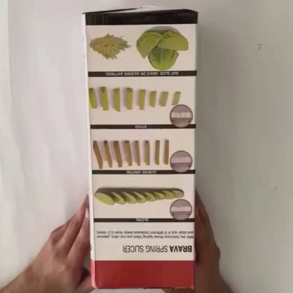 Brava Spring Vegetable Slicer Chopper | Manual Mandoline Cutter Grinder | Multi-Function Fruit & Vegetable Slicer