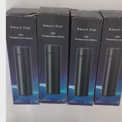 LED Temperature Display Water Bottle | Checkered Design  | Smart Stainless Steel Vacuum 500ml Flask | Random Color